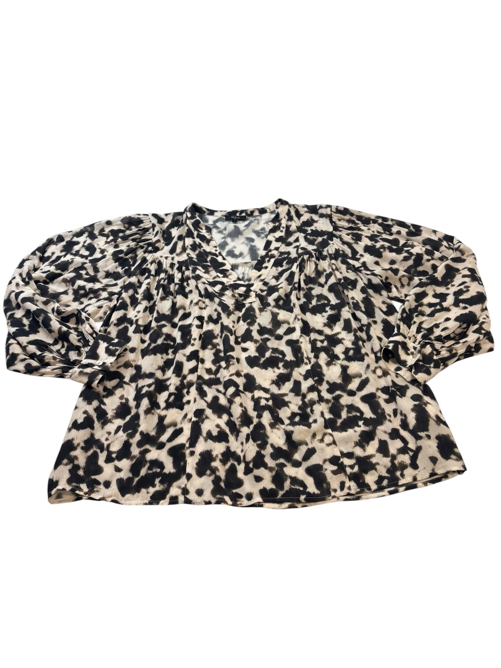 Rails Fable Blurred Cheetah Print Blouse  V neck Balloon Sleeve Top SzS Office - Picture 7 of 15